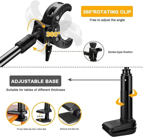 Dog Hair Dryer Stand - Pet Grooming Table Holder, 360 Degrees Rotatable Lazy Hair Dryer Stand with Adjustable Clamp