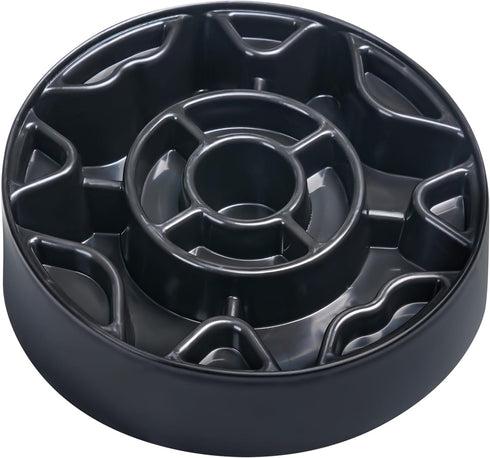 Tilted Slow Feeder Dog Bowl for Flat Face Breeds, Retro Style Non-Skid Food Bowl for Dogs and Cats (Black)
