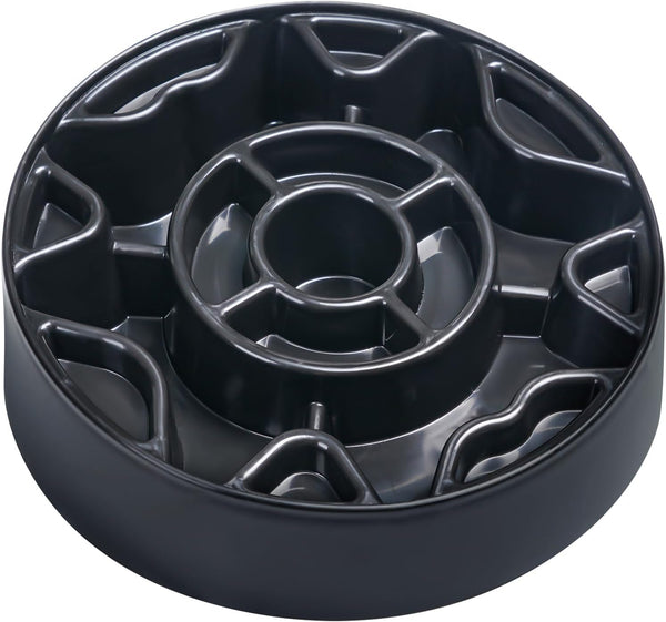 Tilted Slow Feeder Dog Bowl for Flat Face Breeds, Retro Style Non-Skid Food Bowl for Dogs and Cats (Black)