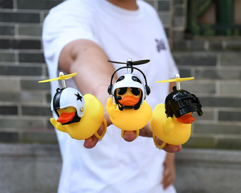 2.75 Inch DS. DISTINCTIVE STYLE Middle Finger Rubber Duck Yellow Rubber Duck with Propeller Helmet Funny Car Ornaments