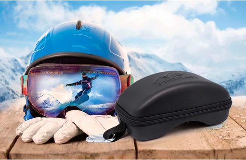 Snow Goggles Case, Semi Hard EVA with Aluminum Bag Strap & High-Performance Zipper for Travel