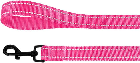 CollarDirect Nylon Dog Leash, 5ft, Heavy Duty Reflective Pet Leashes for Large, Medium & Small Dogs (L, Pink)