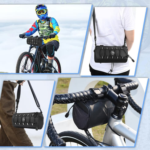 WOTOW Waterproof Bike Handlebar Bag with Large Reflective Area & Strips, Front Pouch with Waterproof Zipper