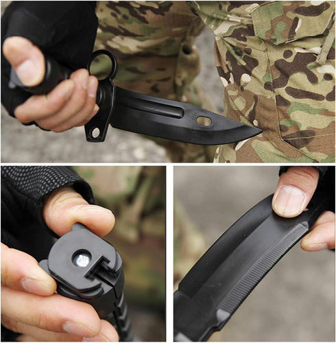 Tactical Rubber Knife,Military Training ABS Plastic Dagger M9 M16 Fixed Blade Knives Scabbard Model Kit for Airsoft GunToy Martial Arts Pretend Play Cosplay Funning Game Halloween by Ciyuhome