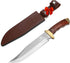 Mossy Oak 14-inch Bowie Knife - Full-tang Fixed Blade, Wood Handle Hunting Knife with Leather Sheath for Camping,