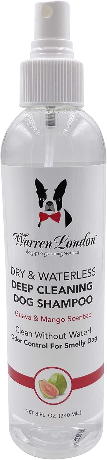 Warren London Dry & Waterless Shampoo for Dogs, No Rinse Guava Mango Scent Dog Shampoo Spray, 8oz