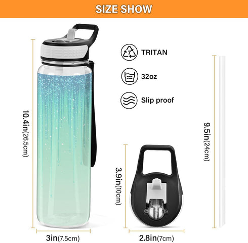 siphylline 30 oz Blue Mint Green Glitter Sparkling Simply Modern Water Bottle Tritan BPA Free Leak Proof non toxic