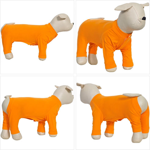 Lovelonglong Four Feet Dog Lightweight Pajamas, Pure Cotton Dog Jumpsuits for Large Medium Small Dogs (Orange XS)