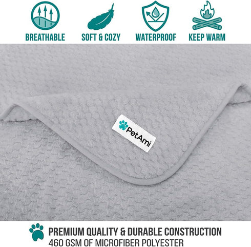 PetAmi Waterproof Dog Blanket, Leakproof Fleece Cover for Small Medium Dogs, 29x40 Light Gray