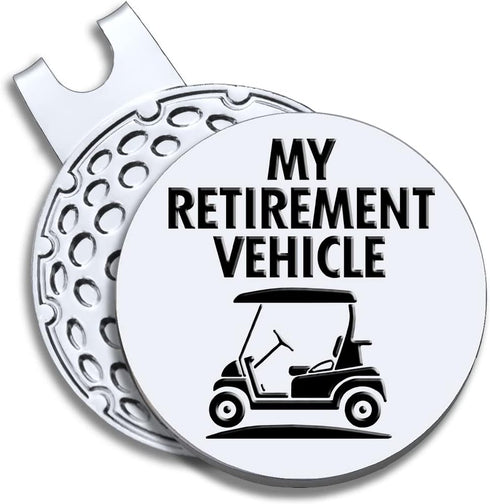My Retirement Vehicle Golf Ball Marker with Magnetic Hat Clip - Funny Gift for Men Women