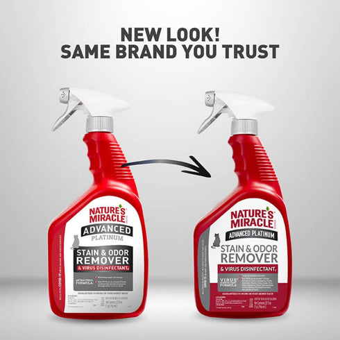 32 (Pack 2) Nature's Miracle Advanced Platinum Stain and Odor Remover and Virus Disinfectant Ounces, Eliminates Tough