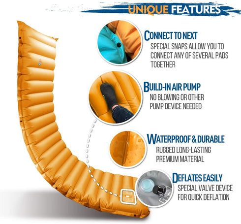 ZOOOBELIVES Extra Thickness Inflatable Sleeping Pad, Built-in Pump, Comfortable Camping Mattress for Backpacking, Hiking