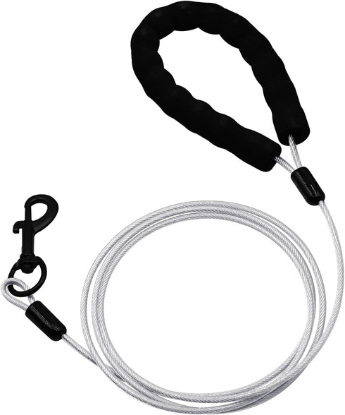 Heavy Duty Dog Leashes with Chew Proof Padded Handle, 4/5/6 FT Steel Metal Safety Lead Rope for Large or Medium Dogs