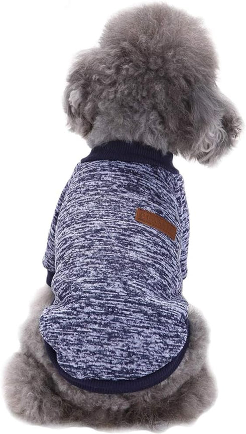 Jecikelon Soft Dog Sweater, Winter Puppy Sweaters, Warm Outfit for Small Dogs, XXS, XS, Navy Blue, Cat Apparel