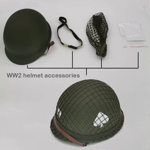 WW2 US Army M1 Helmet, Metal Steel Shell Replica, WW2 Gear, Uniform with Net/Canvas Chin Strap, DIY Painting