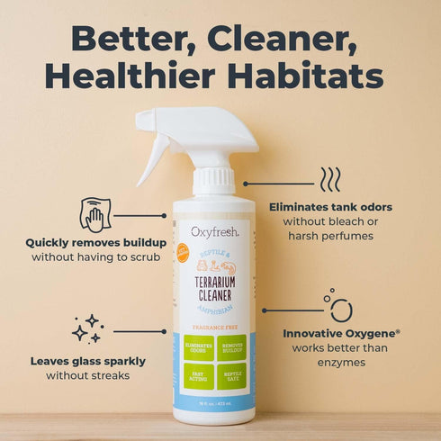 Oxyfresh Premium Terrarium Cleaner – Professional Amphibian & Reptile Smell Eliminator, Streak Free Glass