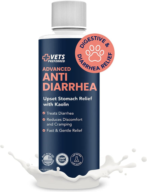 Vets Preferred Anti Diarrhea Liquid for Dogs, 8 oz. with Kaolin - Relief for Diarrhea & Gas
