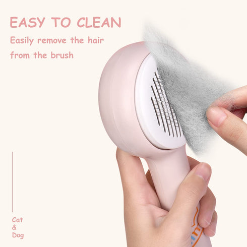 Dog Brush, Self Cleaning Slicker Brush for Dogs Cats, Grooming Tool for Removing Loose Undercoat Mats for Short Long