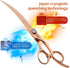 Rose Gold Titanium Curved Dog Grooming Scissors 8'' - Downward 30° with Jewelled Screw, Professional Trimming Shears