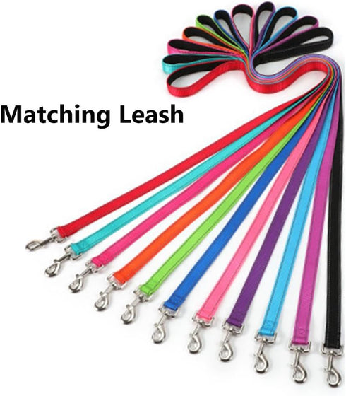 Reflective Dog Collar with Metal Buckle, Soft Sturdy Nylon Adjustable Collars with ID Tag Ring for Small Medium Large