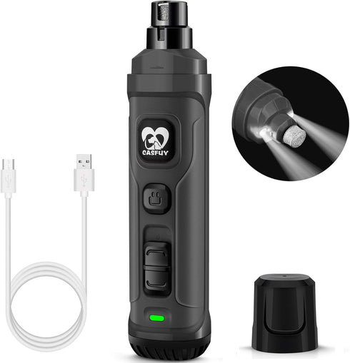 Casfuy Dog Nail Grinder with 2 LED Light - New Version 2-Speed