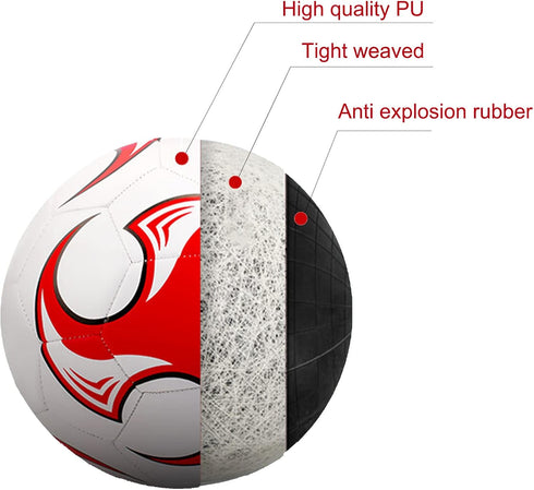 Soccer Ball Size 3,4,5 with Pump Needle, Anti-Explosion Design for Kids School Training Practice or Toddlers Gift