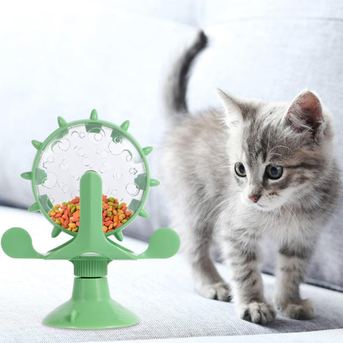 Ipetboom 2Pcs 360 Interactive Pet Windmill Toy Treat Dispenser Slow Food Puzzle for Cats and Dogs Degree Rotating Iq