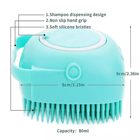 BEAUTY PCKT 2 IN 1 CAT AND DOG BATH MASSAGE BRUSH - Pink, Soft Colors
