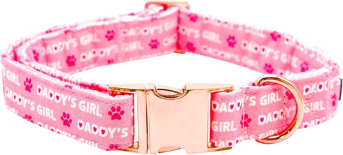 Lionheart glory Valentine's Day Dog Collar, Pink Hearts Adjustable Heavy-Duty Collars for Small Cute Female Pets