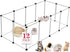 12 Panels Transparent Small Animals Playpen, 48" x 24" Portable Pet Enclosure for Indoors & Outdoors