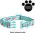 Floral Dog Collars - Adjustable Nylon Collar with Quick Release Buckle for Female & Male Dogs, Green, Medium