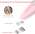 Dog Paw Trimmer, Portable Pink Clippers with LED Lights, Low Noise Rechargeable Cordless Grooming Hair Removal