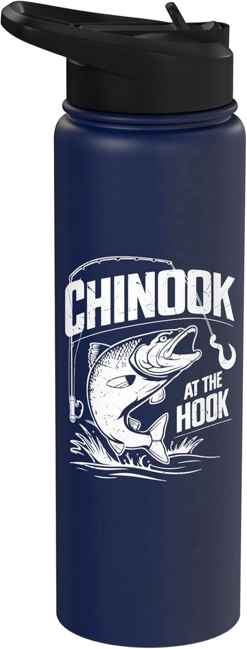 Salmon Fishing Gear Chinook at the Hook Salmon Fishing Stainless Steel Insulated Water Bottle