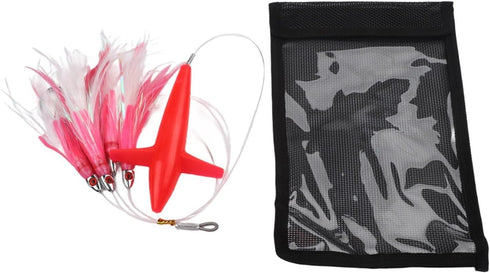 FABULETTA UV Glow Tuna Lure with Flat Steel Hook - Feather Trolling Skirt for Big Game Fishing (Pink)