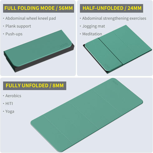 (74" 31.5" 0.32"), 8mm Foldable Yoga Mat Extra Thick & Large x x Double-Sided Non Slip & Lightweight Fitness Mat, Thick