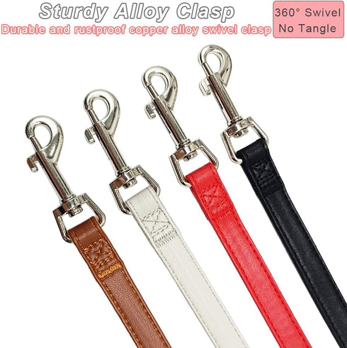 MayPaw Leather Dog Leash 6FT, Soft and Strong 5/8 Inch Dog Leather Leash with Extra D-Ring for Waste Bags and Sturdy Clip, Dog Training Lead for Medium and Small Dogs Walking
