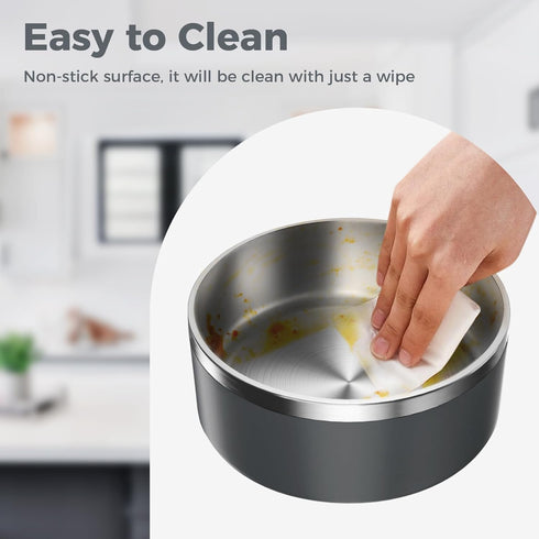 Stainless Steel Dog Bowls for Small Dogs, 40 Ounces/5 Cup Double Wall Weighted Dog Dish with Non Slip Silicone Base