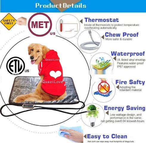 Puppy Heating Pad for Whelping New Born Dogs, Heated Bed with Auto Shut Off Timer, 9 Level Heater, Large 34x21 in