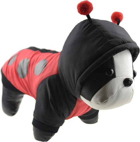 FLAdorepet Halloween Dog Ladybug Costume, Funny Winter Warm Jacket for Small Medium Dogs