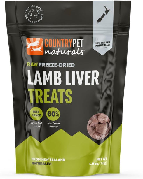 Raw New Zealand Freeze Dried Lamb Liver Treats, Single Ingredient, 100% Natural, 4oz Recyclable Bag
