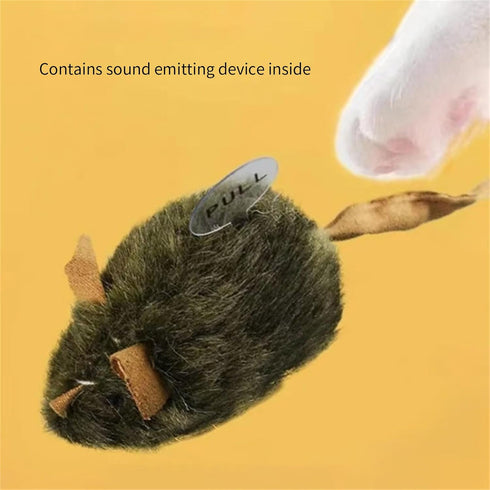 CCwoha Interactive Mouse Cats Toy,Plush Squeaky Plush Cats Toy Automatic Electronic Moving Mouse Kitten Toy for Indoor
