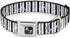 Dog Collar with Seatbelt Buckle, Vertical Stripes White Black Gray, 16 to 23 Inches, 1.5 Inch Wide