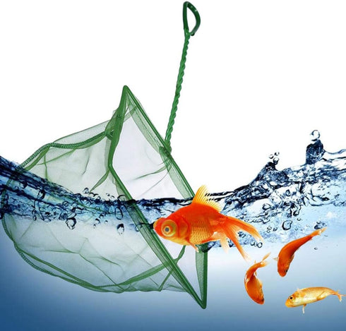 Aquarium Fishing Net, Fine Mesh Fish Tank Cleaning Tools with Plastic Handle Green 8 Inch