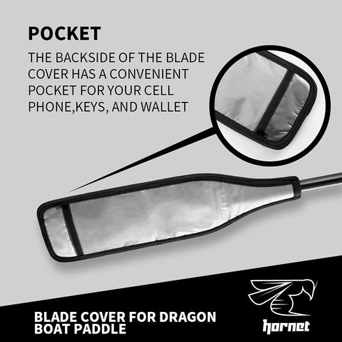 Hornet Watersports Blade Cover for Dragon Boat Paddle, Black/Black/Silver