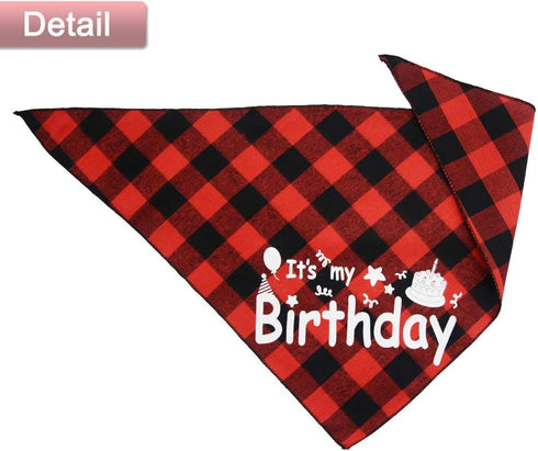 Dog Birthday Bandana Scarf with Cute Bling Hat - Pet Party Supplies for Small Medium Large Dogs (Red)