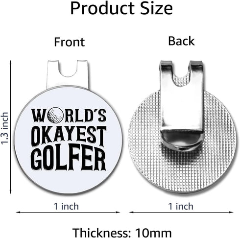 World's Okayest Golfer Golf Ball Marker with Magnetic Hat Clip, Funny Golf Accessories and Golf Gifts for Men Women Mom Dad Grandpa, Birthday for Golf Fan Golfer Golf Lovers