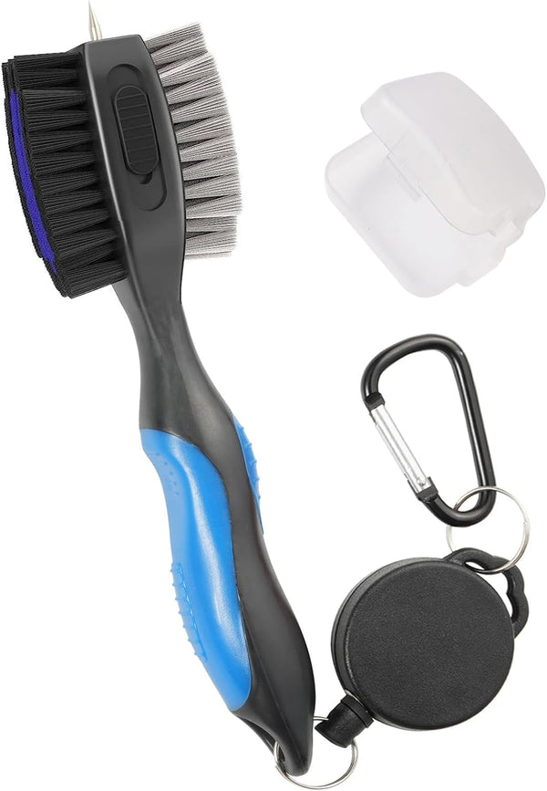 Golf Club Brushes Cleaning Tool - Retractable Cleaning Nails, Nylon and Wire Bristles, Oversize Double Brush Head