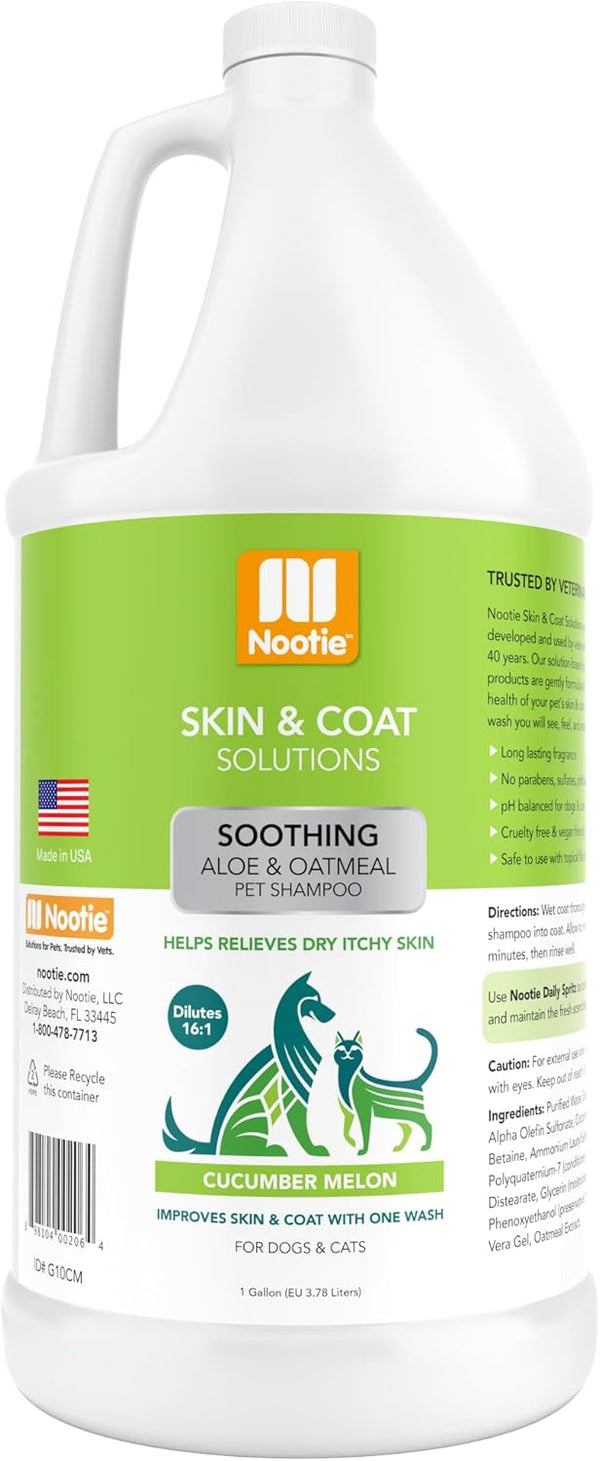 Nootie Aloe&Oatmeal Pet Shampoo for Sensitive Skin-Long lasting Cucumber Melon Shampoo-Helps Relieve