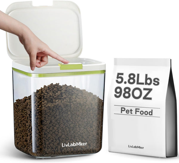 LivLab Mker 5.8lbs/98OZ/5.3qt Airtight Dog food storage container with lids,Dog Treat Container