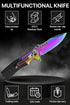 Grand Way Pocket Knife, Rainbow EDC USMC Jack Folding Knife, Best Camping Survival Gear, Gifts for Men 0208 BR